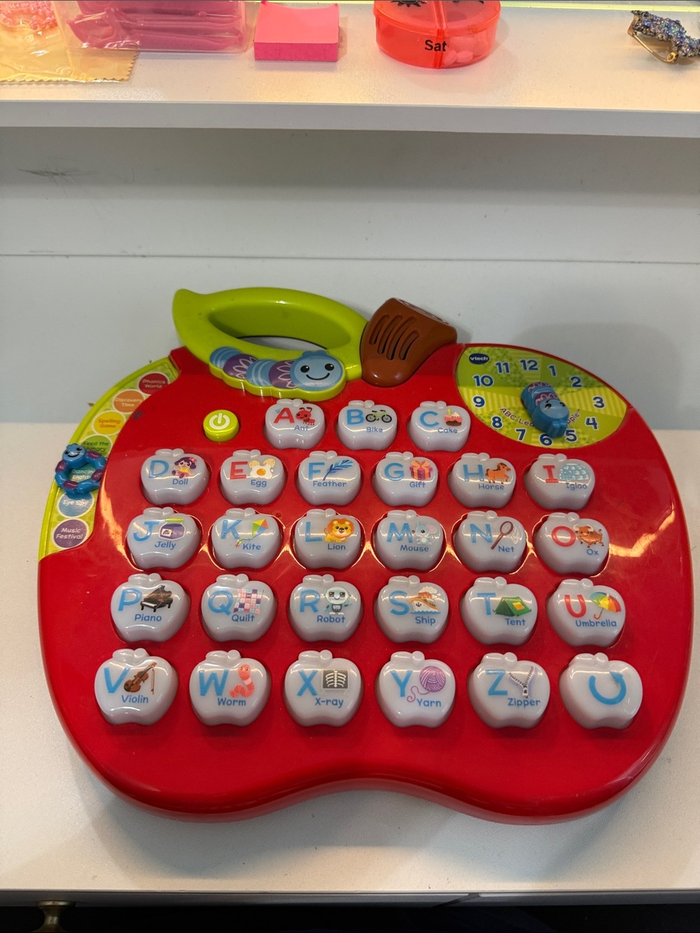 Interactive Apple Alphabet Learning Toy in Red